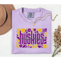 Oelwein Huskies Floral Comfort Colors Orchid T-Shirt