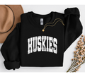 Huskies Distressed Gildan Black Crewneck Sweatshirt