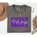 Oelwein Huskies Block/Script Comfort Colors Pepper T-Shirt