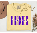 Oelwein Huskies Block/Script Comfort Colors Butter T-Shirt